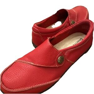 Geoeleph Red Leather Comfort Lightweight Slip On Shoes size 7.5. Perfect Clean